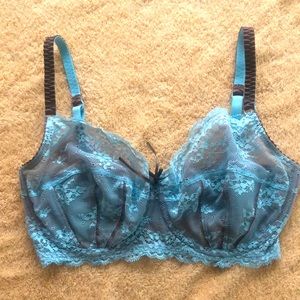 Elle Machperson 34E/34DD bra blue lace like new